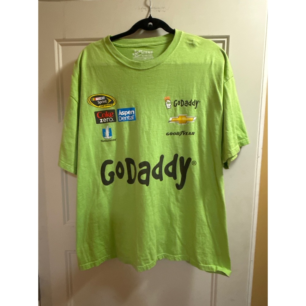 Chase Authentics Danica Patrick NASCAR‎ GoDaddy Shirt Mens XL Lime Green 10 Tee
